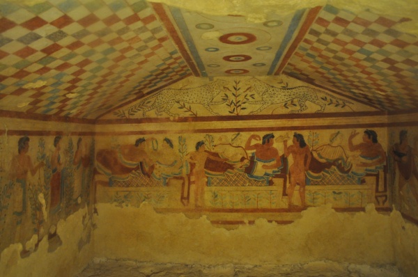 Afrescos nas tumbas da Necrópole Etrusca de Tarquínia (atual Itália, c. 600 BC)